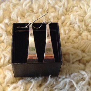 VTG Sterling Teardrop Dangle Earrings; Artisan made, Mexico, Pretty Silhouette